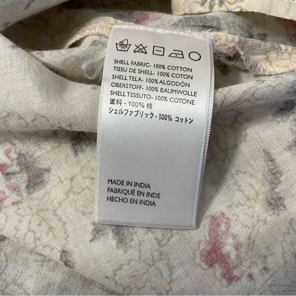 Cleobella 100% Cotton Cream/Gray/Pink Floral Print Peasant Top Sz-S - Picture 7 of 10